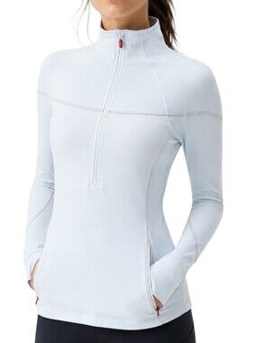 Lululemon Elation Jacket Women 8 White Luon Run Yoga Active Half Zip